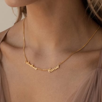 2 Name Necklace For Women Stainless Steel Jewellery Gold