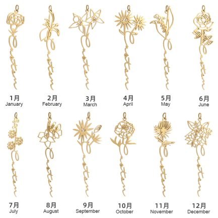 Birth Month Flower Necklace Name Jewelry 1