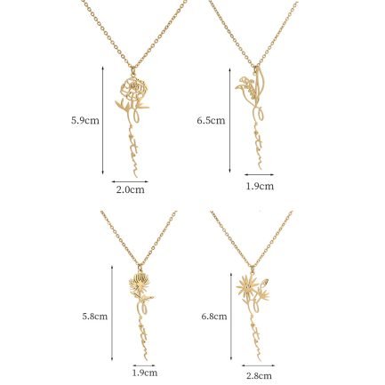 Birth Month Flower Necklace Name Jewelry - Image 3