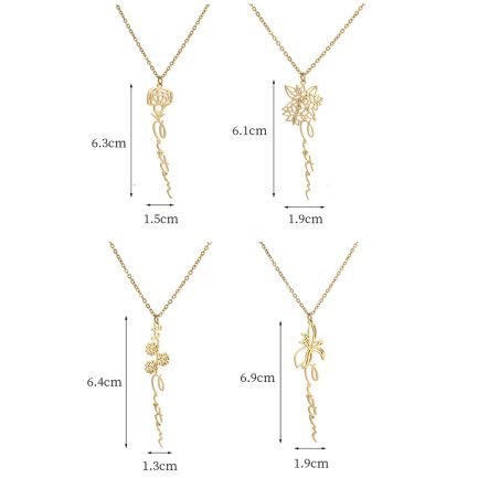 Birth Month Flower Necklace Name Jewelry - Sizes 2