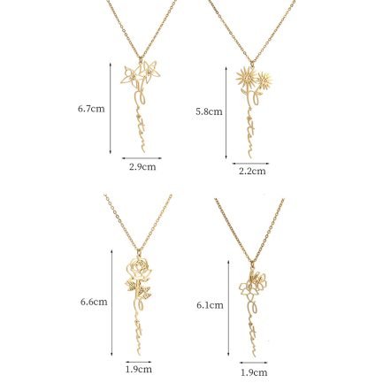 Birth Month Flower Necklace Name Jewelry - Sizes 3