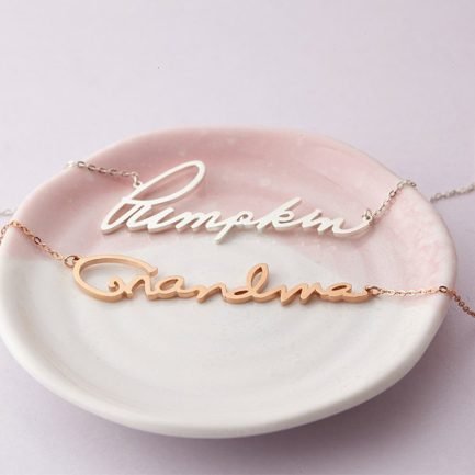 Custom Name Necklace In Cursive Gold Vermeil