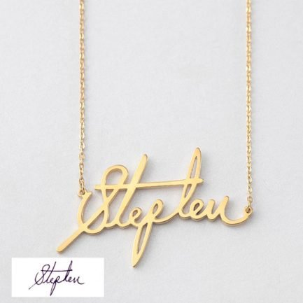 Custom Name Necklace In Cursive Gold Vermeil Gold