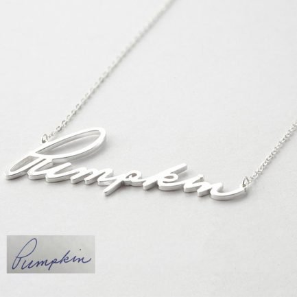 Custom Name Necklace In Cursive Gold Vermeil Silver