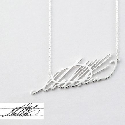 Custom Name Necklace In Cursive Gold Vermeil Silver