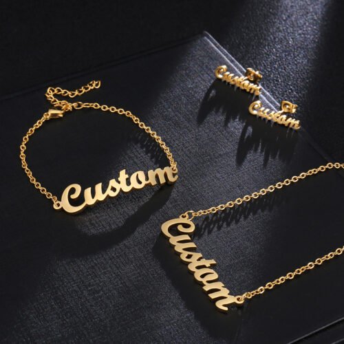 Custom Name Bracelet/Foot Chain Stainless Steel Gold Plated