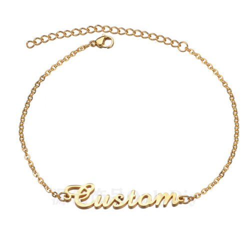 Custom Name Bracelet/Foot Chain Stainless Steel Gold Plated