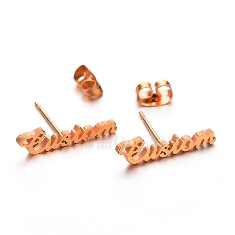 Custom Name Earrings Made by Gold Plated Stainless Steel Gold