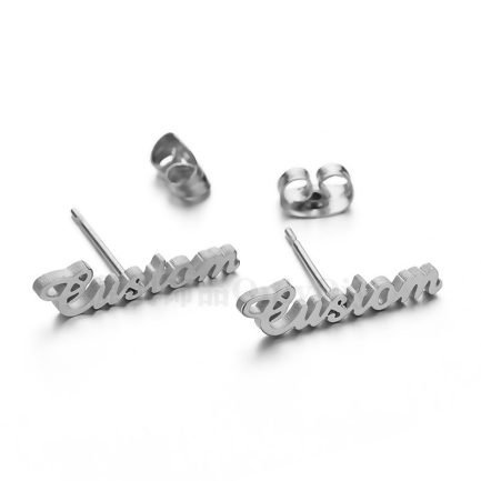 Custom Name Earrings Made by Gold Plated Stainless Steel Silver