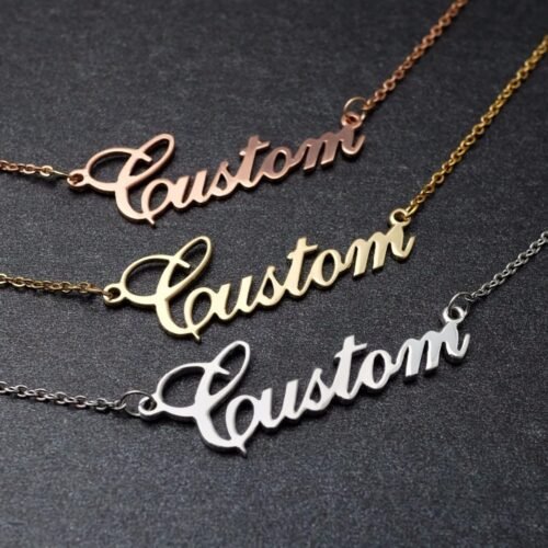 Custom Name Necklace Stainless Steel Gold Plated