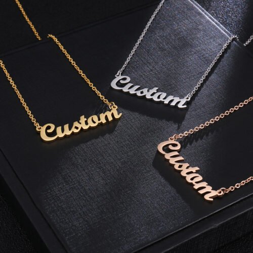 Custom Name Necklace Stainless Steel Gold Plated