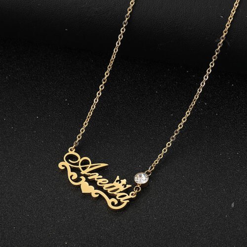 Custom Name Necklace with a Zircon Birthstone