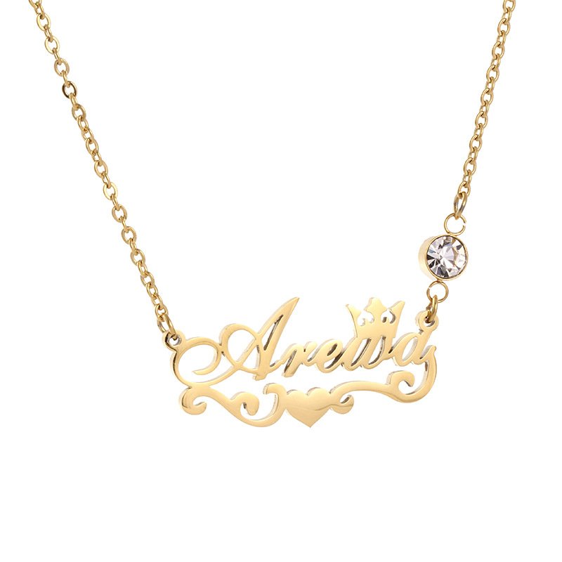 Custom Name Necklace with a Zircon Birthstone