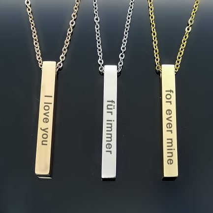 Gold Plated Name Necklace with a Bar Pendant