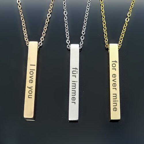 Gold Plated Name Necklace with a Bar Pendant