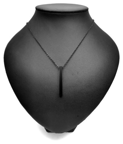 Gold Plated Name Necklace with a Bar Pendant - Black