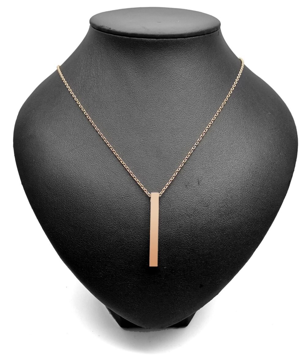 Gold Plated Name Necklace with a Bar Pendant - Rose Gold