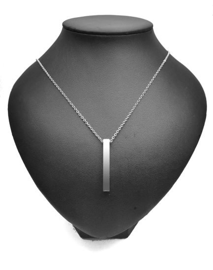 Gold Plated Name Necklace with a Bar Pendant - Silver