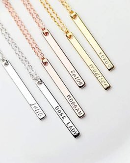 Gold Plated Custom Name Necklace Bar Silver