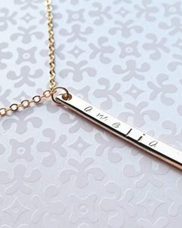 Gold Plated Custom Name Necklace Bar Silver