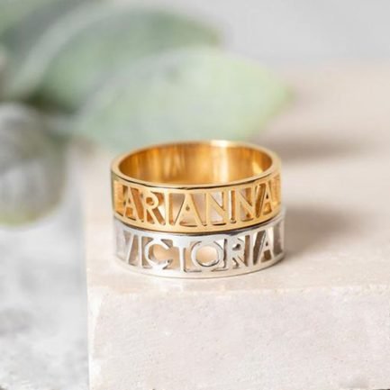 Gold Plating Ring with Custom Name