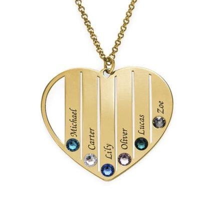 1-7 Name Custom Necklace Round Pendant with Heart 925 Silver