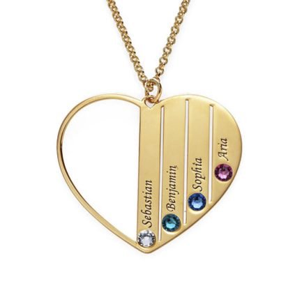 1-7 Name Custom Necklace Round Pendant with Heart 925 Silver