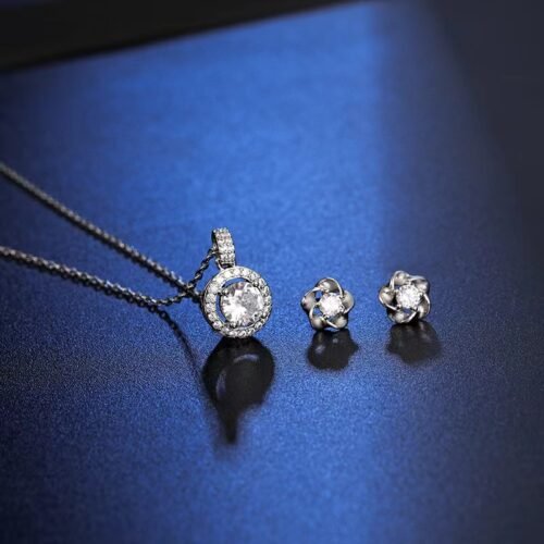 Cubic Zirconia Necklace and Earrings Gift Set