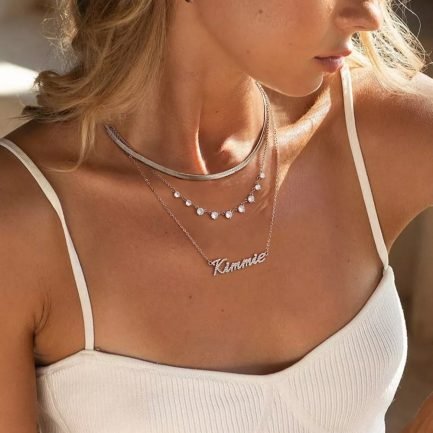 Moissanite Necklace for Mother Day with Custom Name