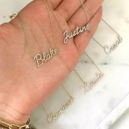 Moissanite Necklace for Mother Day with Custom Name