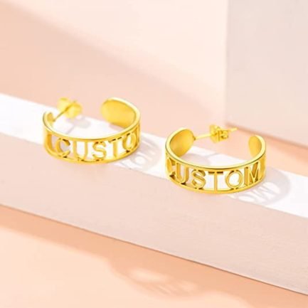 C-Shaped Custom Name Earrings Screws Fashion Opening Earrings