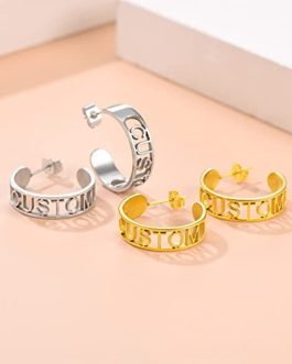 C-Shaped Custom Name Earrings Screws Fashion Opening Earrings