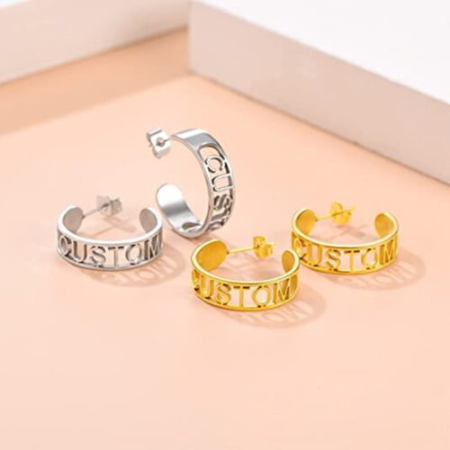 C-Shaped Custom Name Earrings Screws Fashion Opening Earrings