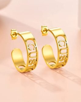 C-Shaped Custom Name Earrings Screws Fashion Opening Earrings