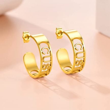 C-Shaped Custom Name Earrings Screws Fashion Opening Earrings