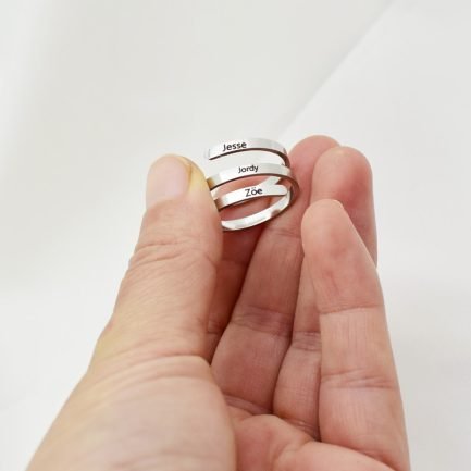 Custom Helical Opening Ring - Engrave Your Story with 3 Names