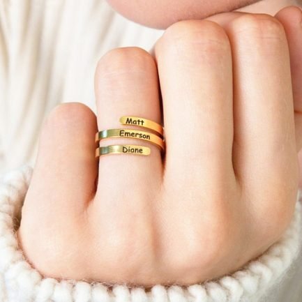 Custom Helical Opening Ring - Engrave Your Story with 3 Names - 이미지 2