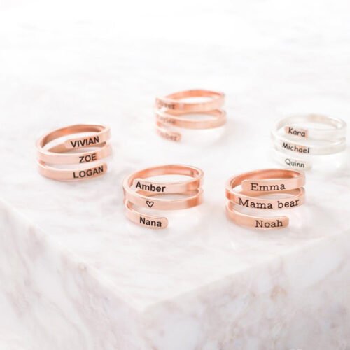 Custom Helical Opening Ring – Engrave Your Story with 3 Names