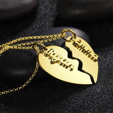 Custom Name Necklace for Couples with Heart Pendant