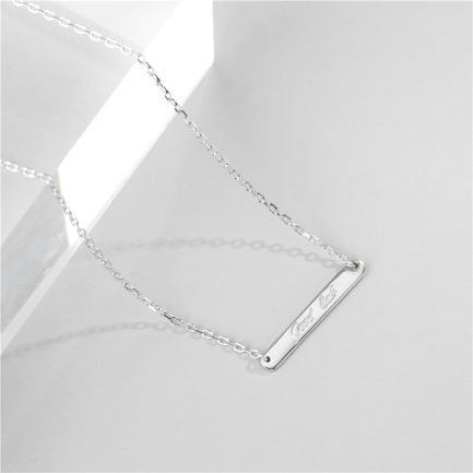 Personalized Name Engraved Bar Necklace in 925 Silver