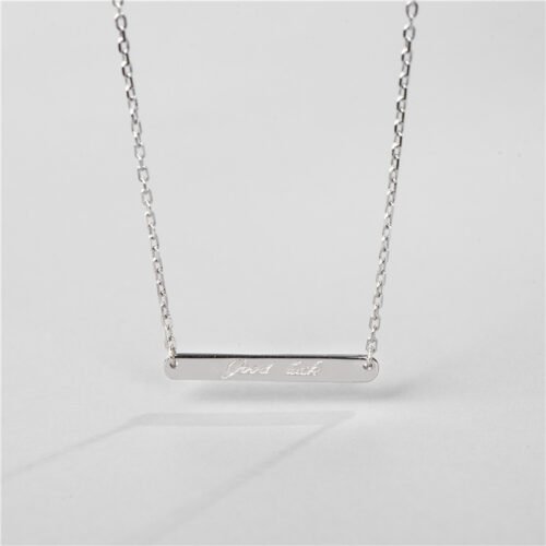Personalized Name Engraved Bar Necklace in 925 Silver