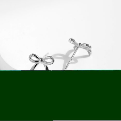 Minimalist Sterling Silver Bowknot Stud Earrings