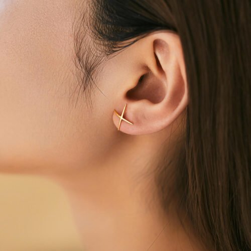 Tiny Sterling Silver Stud Cross Earrings