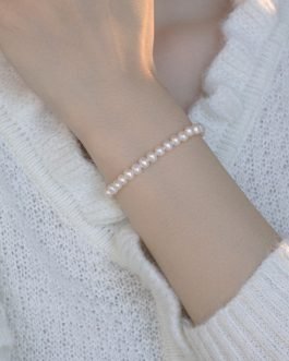 Natural Freshwater Pearl Bracelet with Sterling Silver Gold-plated Clasp