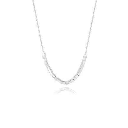 S925 Sterling Silver Simple Geometric Square Cube Bead Chain Necklace