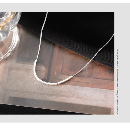 S925 Sterling Silver Simple Geometric Square Cube Bead Chain Necklace