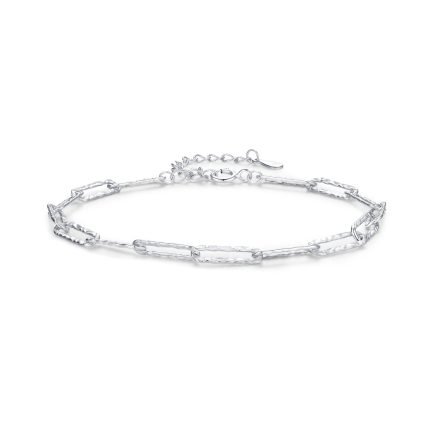 Shimmering Sterling Silver Hammered Paperclip Bracelet