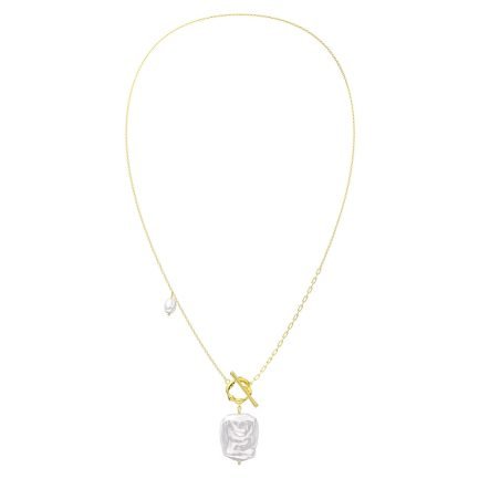 Sterling Silver Baroque Pearl OT Toggle Clasp Necklace