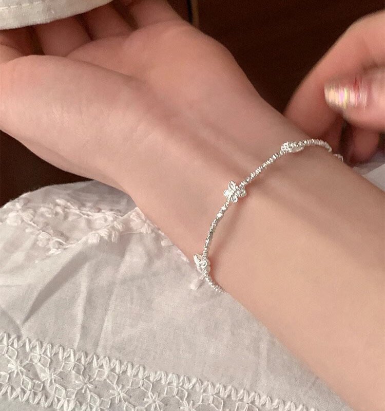 Sterling Silver Butterfly Bead Bracelet