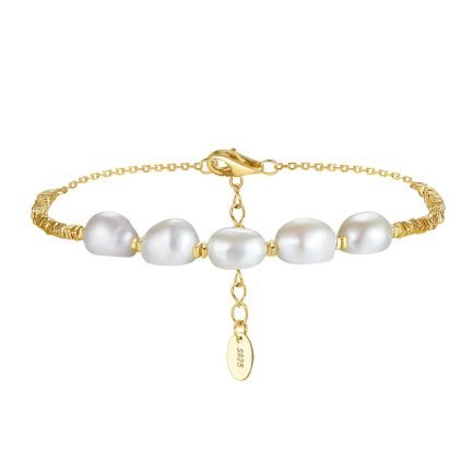 Sterling Silver Freshwater Pearl & Sterling Silver Bead Bracelet